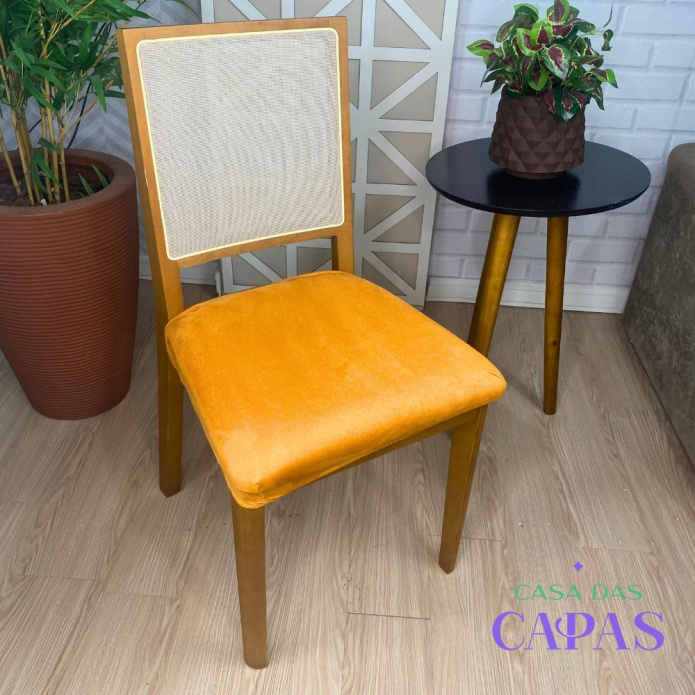 Capa para Assento de Cadeira  em Suede - Laranja