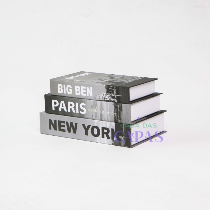 Conjunto Caixa Porta Objetos/Livro Decorativa Luxo - Cidade dos Sonhos