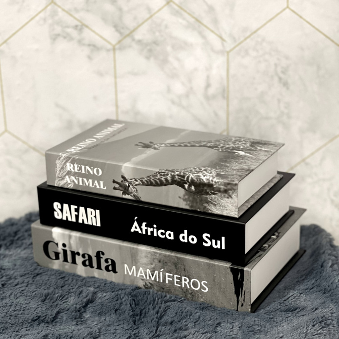 Conjunto Caixa Porta Objetos/Livro Decorativa Luxo - Safari