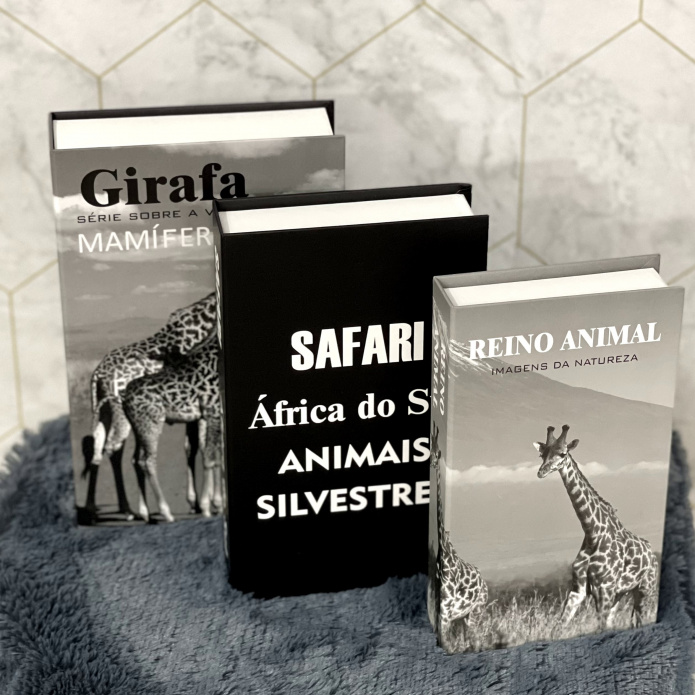 Conjunto Caixa Porta Objetos/Livro Decorativa Luxo - Safari