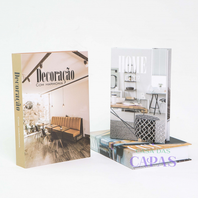 Conjunto Caixa Porta Objetos/Livro Decorativa Luxo -Harmonia