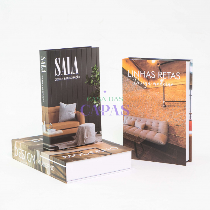 Conjunto Caixa Porta Objetos/Livro Decorativa Luxo -Linhas Retas
