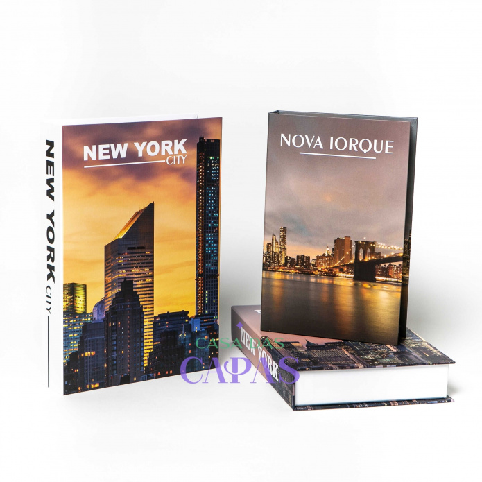 Conjunto Caixa Porta Objetos/Livro Decorativa Luxo - New York City