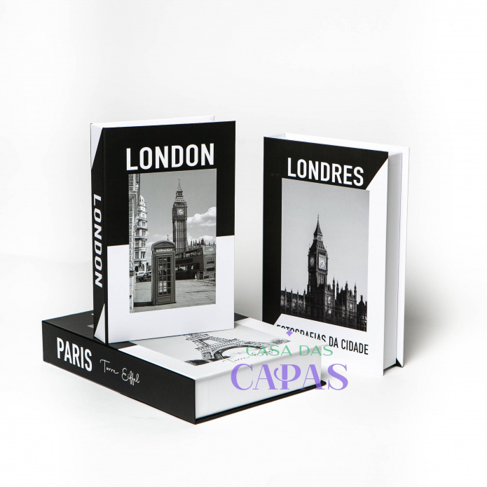 Conjunto Caixa Porta Objetos/Livro Decorativa Luxo - Torre