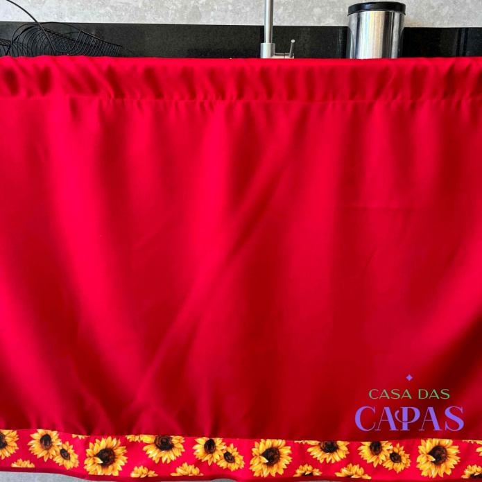 Cortina de Pia- Girassol Vermelho
