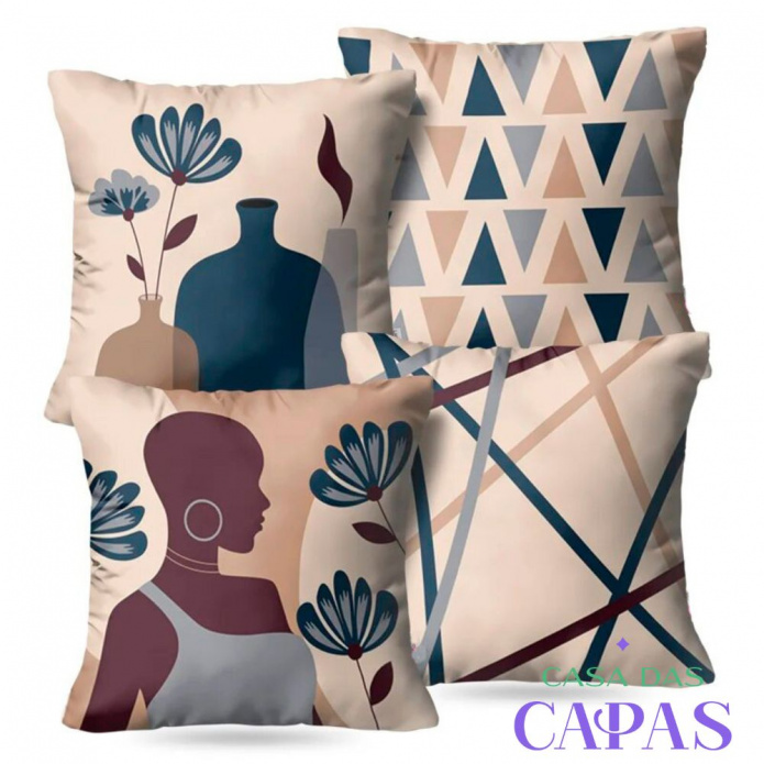 Kit 4 Capas de Almofada - Africanas