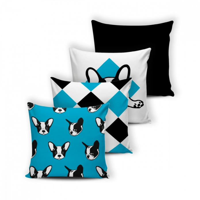 Kit 4 Capas de Almofada Velvet - Bulldog