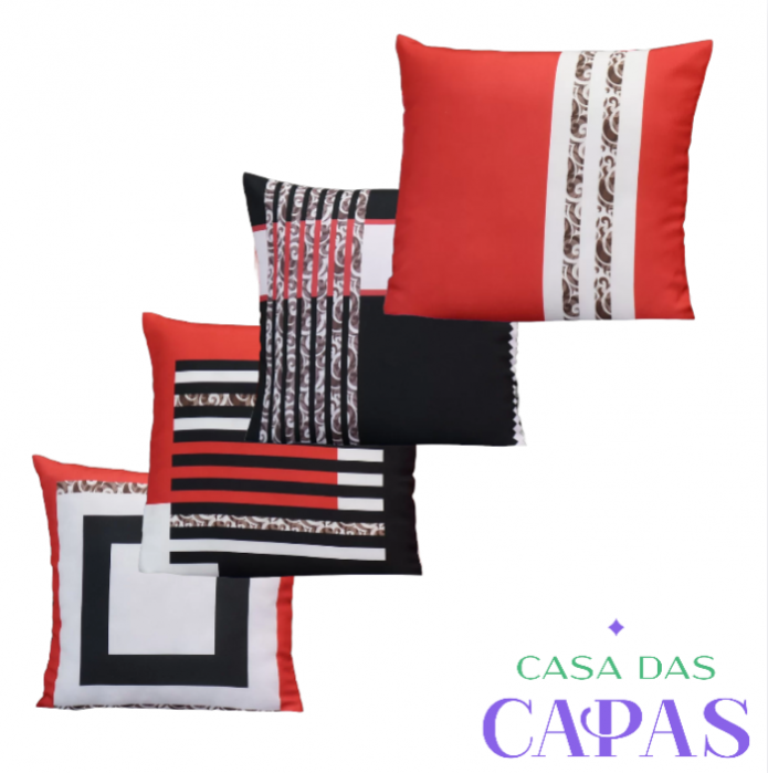 Kit 4 Capas de Almofada - Red Black
