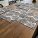 Kit 4 Jogo Americano Jacquard Imp. +Caminho de Mesa- Folhagem Azul