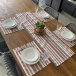 Kit 4 Jogo Americano Jacquard Imp. +Caminho de Mesa- Listra Rosa