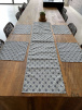 Kit 4 Jogo Americano Jacquard Imp. +Caminho de Mesa- Tressê Azul