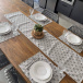 Kit 4 Jogo Americano Jacquard Imp. +Caminho de Mesa- Tressê Bege