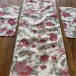 Kit 8 Jogo Americano Jacquard Imp +Caminho de Mesa- Floral Rosa