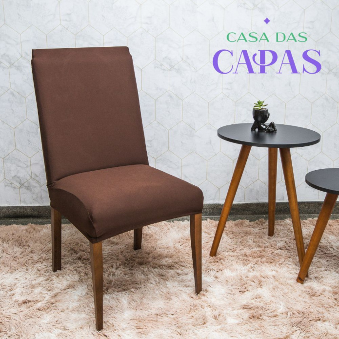 Kit Capa de Cadeira Spandex - Café - Vários Lugares