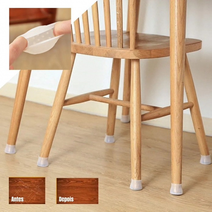 Kit para 4 cadeiras- Protetor para pés de Cadeira de Silicone