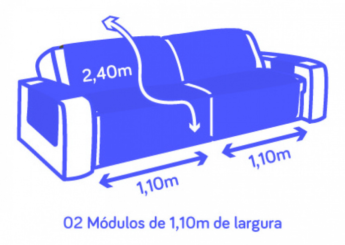 Protetor Para Sofá Retrátil Premium Dupla Face- Cinza/Preto