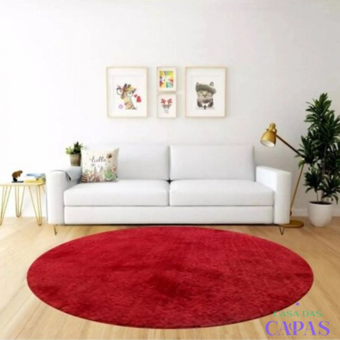 Tapete Redondo Confort  1,50m x 1,50m - Vermelho