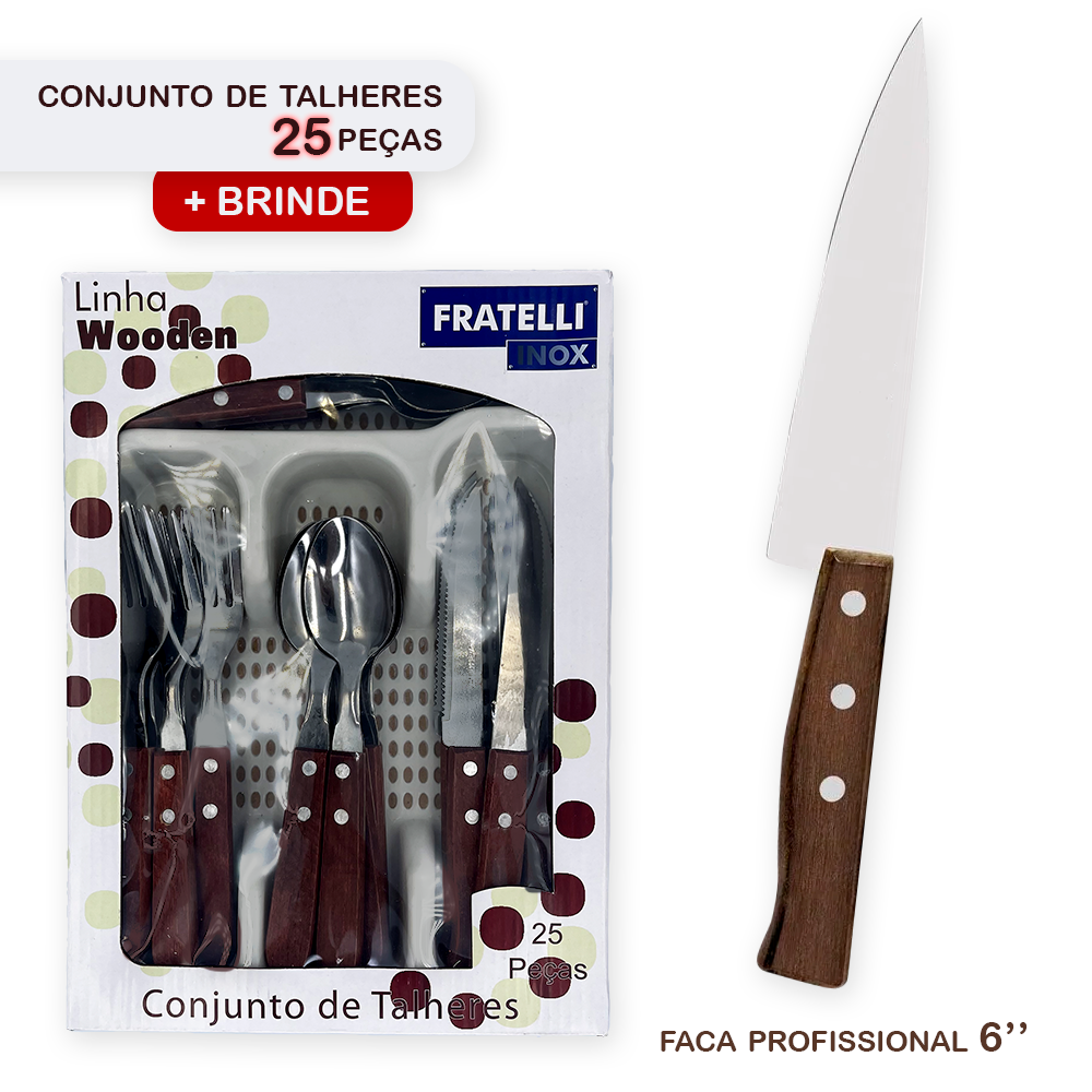 Brinde CONJ. PARA CHURRASCO C/ GARFO, FACA E TALHERES DE MESA - 14