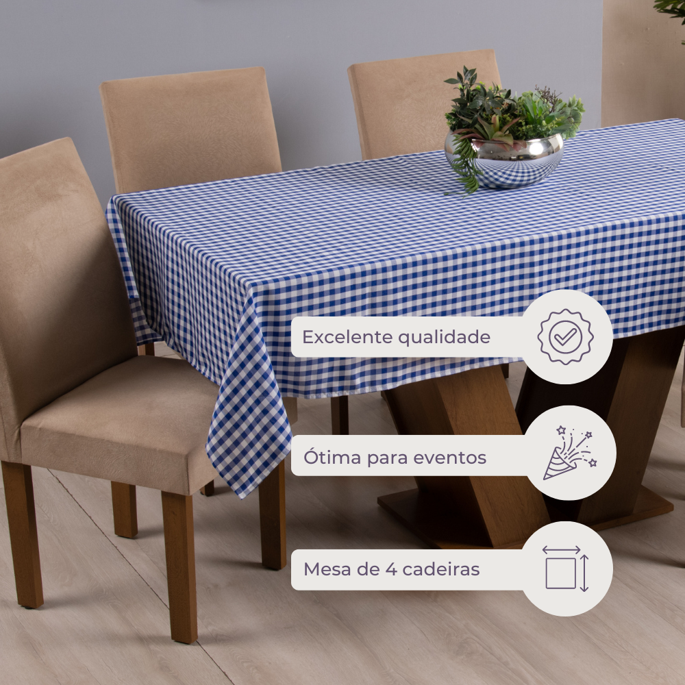 Toalha de Mesa 8 Lugares 2,50x1,45 1 Pç Oxford Estampado Xadrez