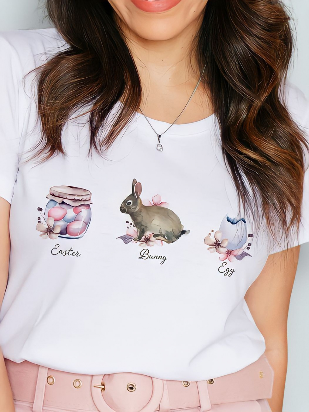 T-shirt da luva da onda do coelho da morango cor-de-rosa - loja da forma de  Kawaii