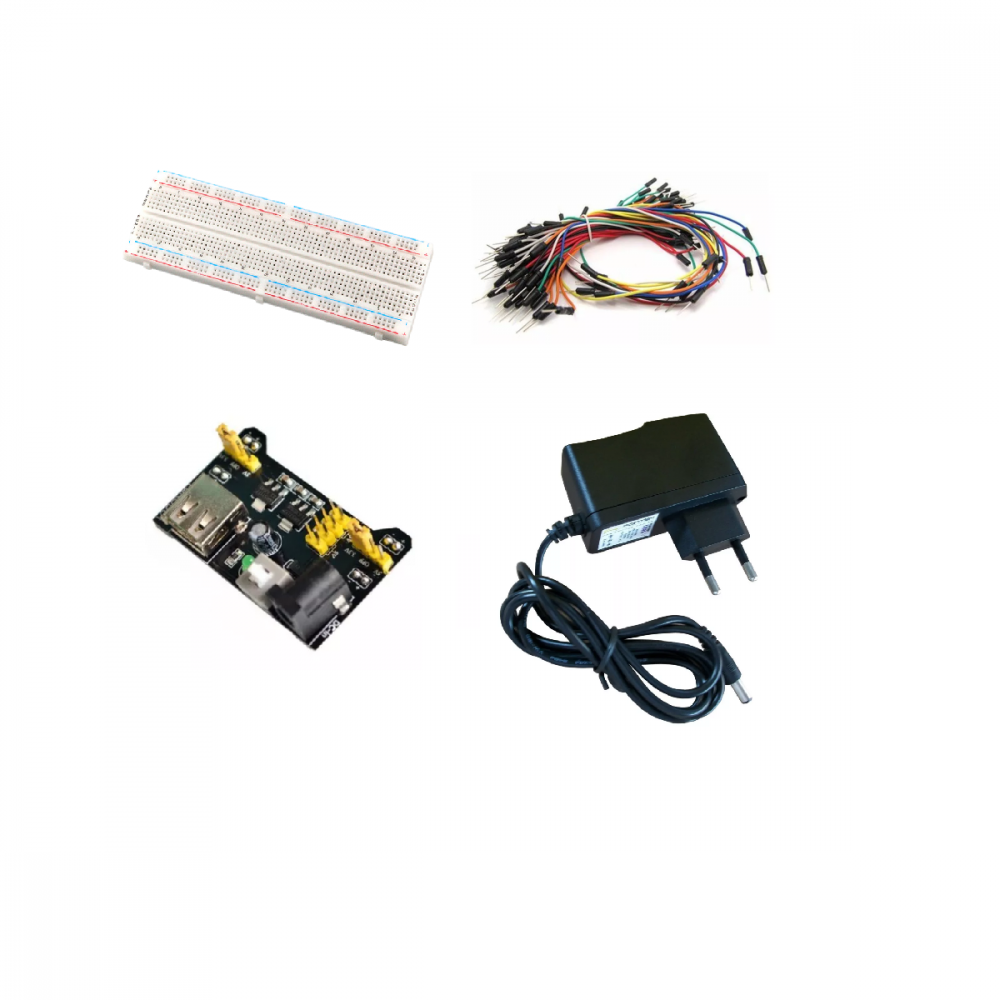 Kit Protoboard Com Fonte + Jumper 65 Peças + Fonte 12v 1A - Cerne ...