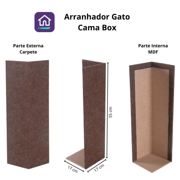 Arranhador MDF Cama Box para Gatos - Chocolate