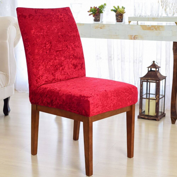 Capa Cadeira Jantar Veludo Premium - Vermelho