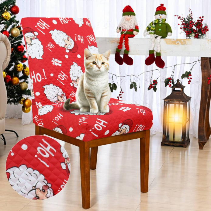 Capa Cadeira Natal Acolchoada Arranhão Gato - Noel