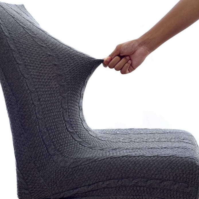 Capa de Cadeira de Crochê Tricotado - Chumbo
