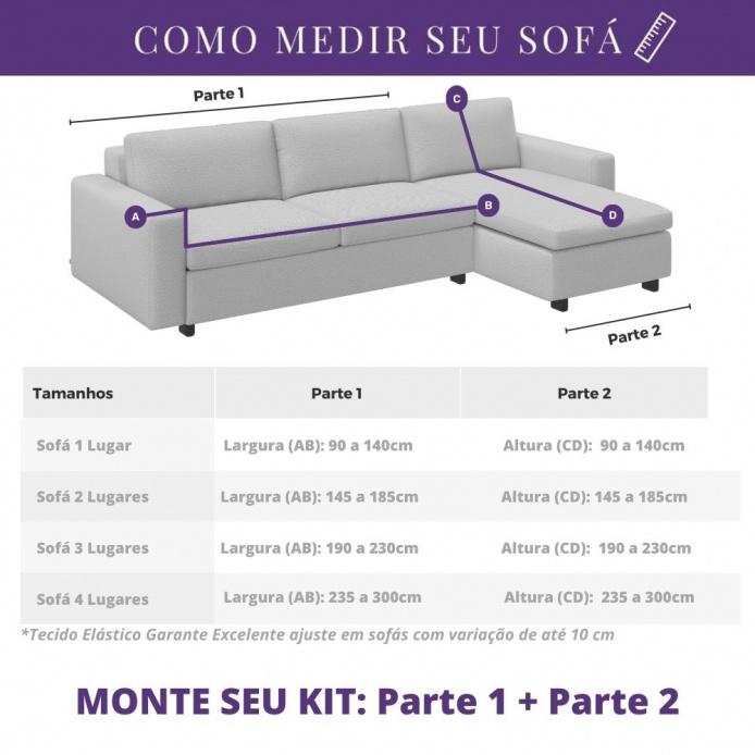 Capa para Sofá de Canto Spandex - Grafite