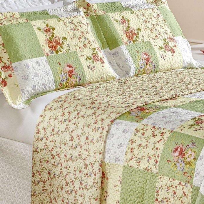 Colcha Bouti Patchwork Verde - Vários Tamanhos