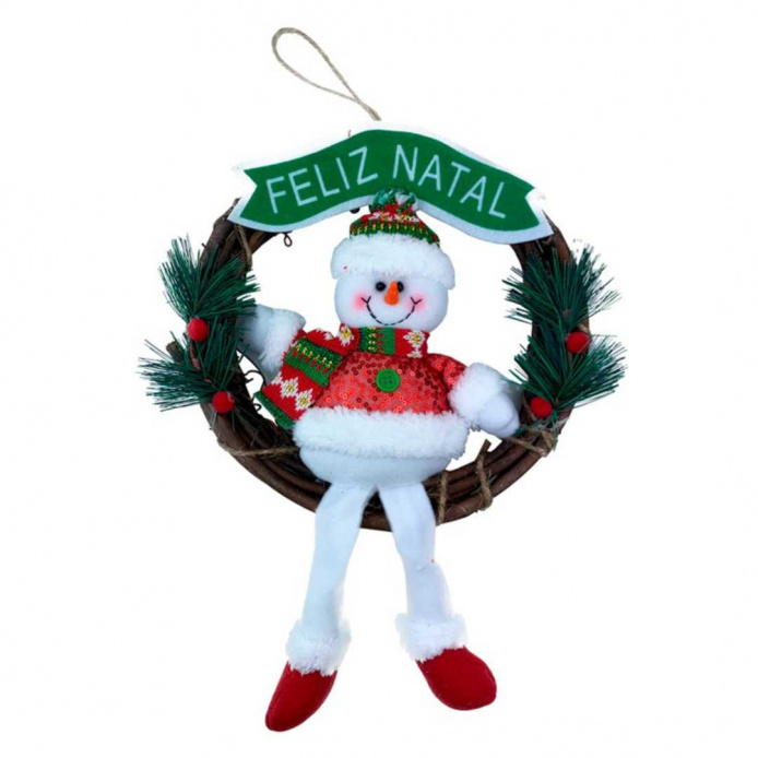 Enfeite de Boneco de Neve para Porta - Feliz Natal