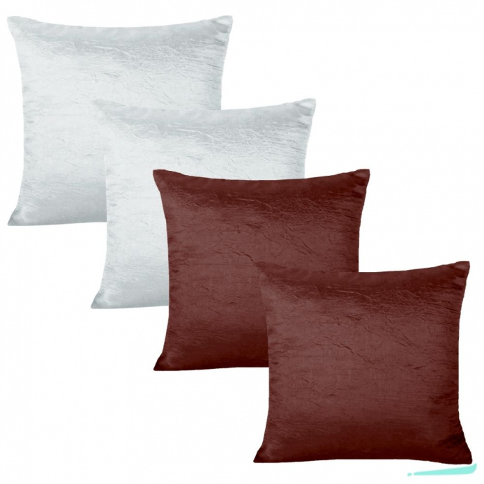 Kit 2 Capas De Almofadas Cetim Premium - Tabaco e Branco