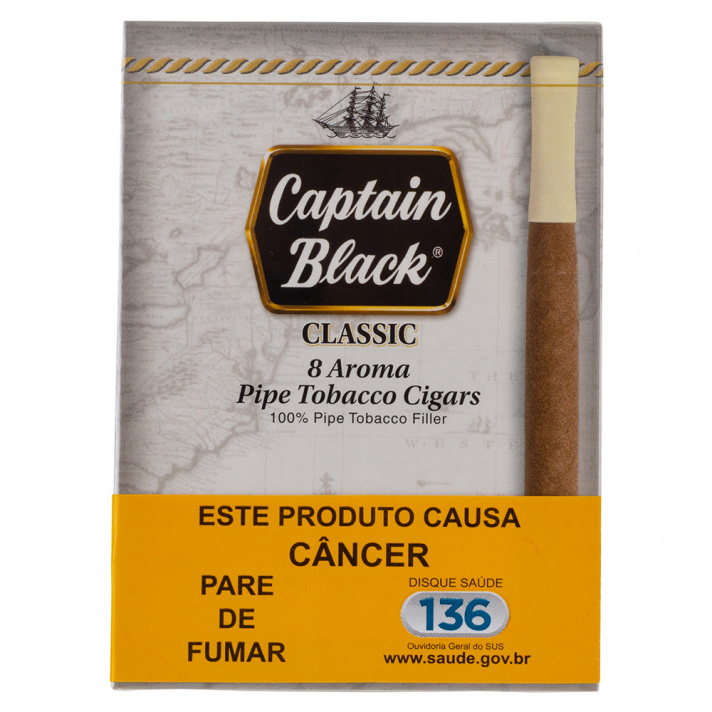 Cigarrilha Captain Black Classic com Piteira - Petaca com 8