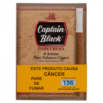 Cigarrilha Captain Black Dark Crema com Piteira - Petaca com 8
