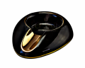 Cinzeiro de Cerâmica Oval para 1 Charuto - Preto e Dourado
