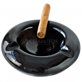 Cinzeiro de Cerâmica Redondo para 3 Charutos - Preto Liso