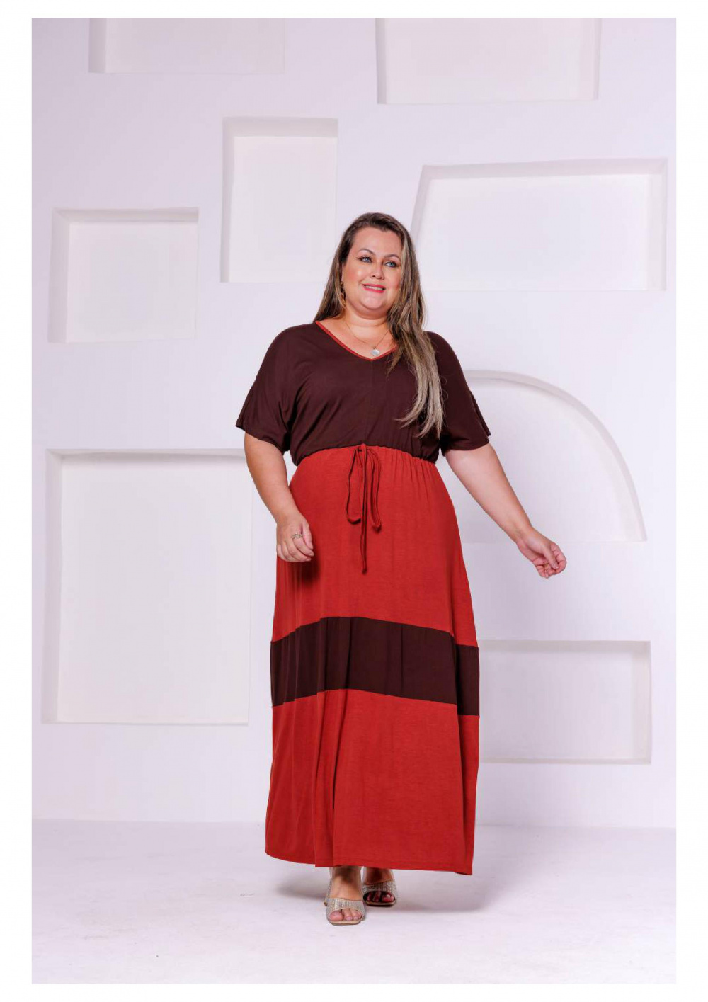 Vestido Longo Dia Dia Com Ajuste Na Cintura Moda Evangelica