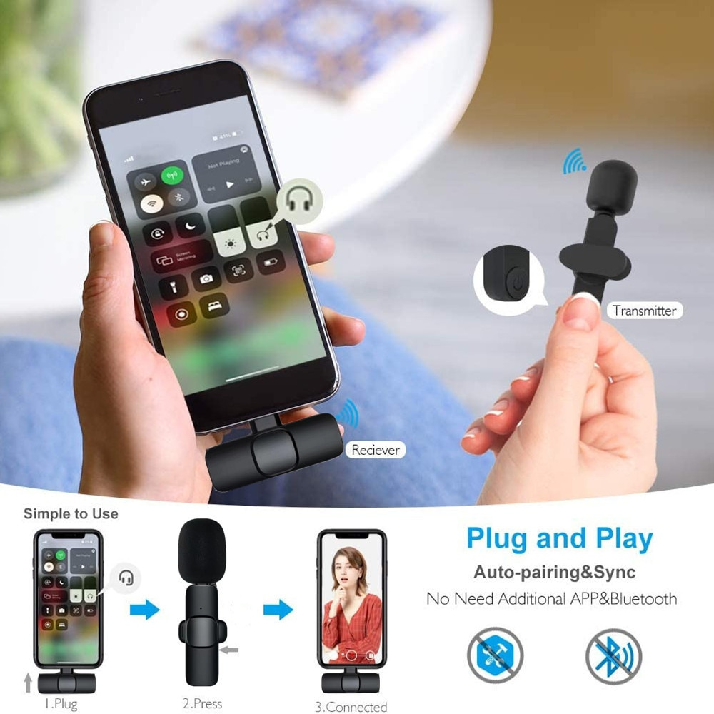 Micro Lavalier sans fil enregistrement Audio vidéo Portable Mini micro pour  iPhone Android Facebook  jeu de diffu - claes21.com.br