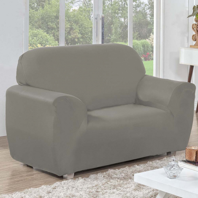 Capa de Sofá 2 Lugares Coladinha Malha Gel - Proteção e Elegância para Seu Móvel Cinza