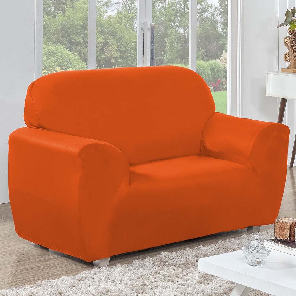 Capa de Sofá 2 Lugares Lisa Laranja Conforto e Casa
