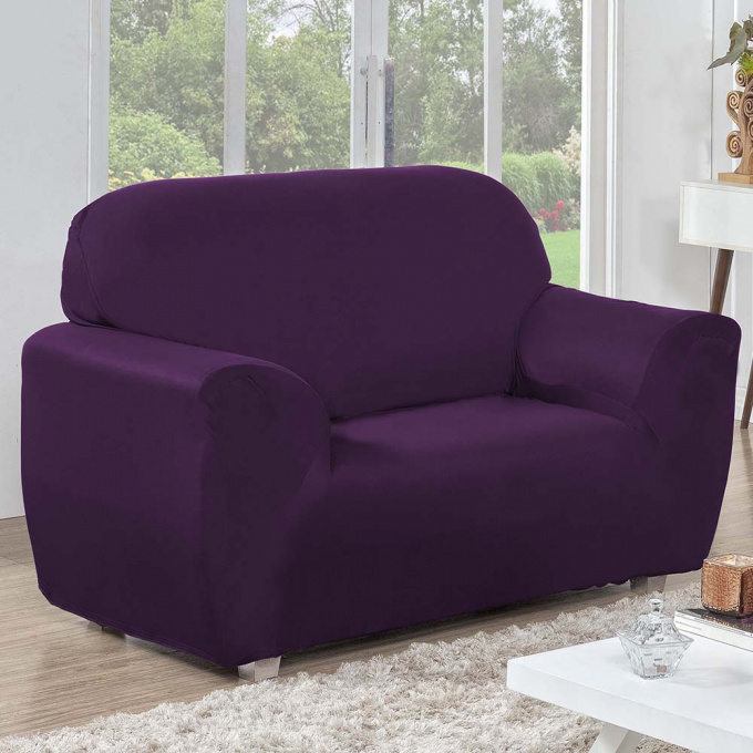 Conjunto de Capas para Sofá Coladinhas Malha Gel - Kit Completo para Sofás de 3 e 2 Lugares Roxo