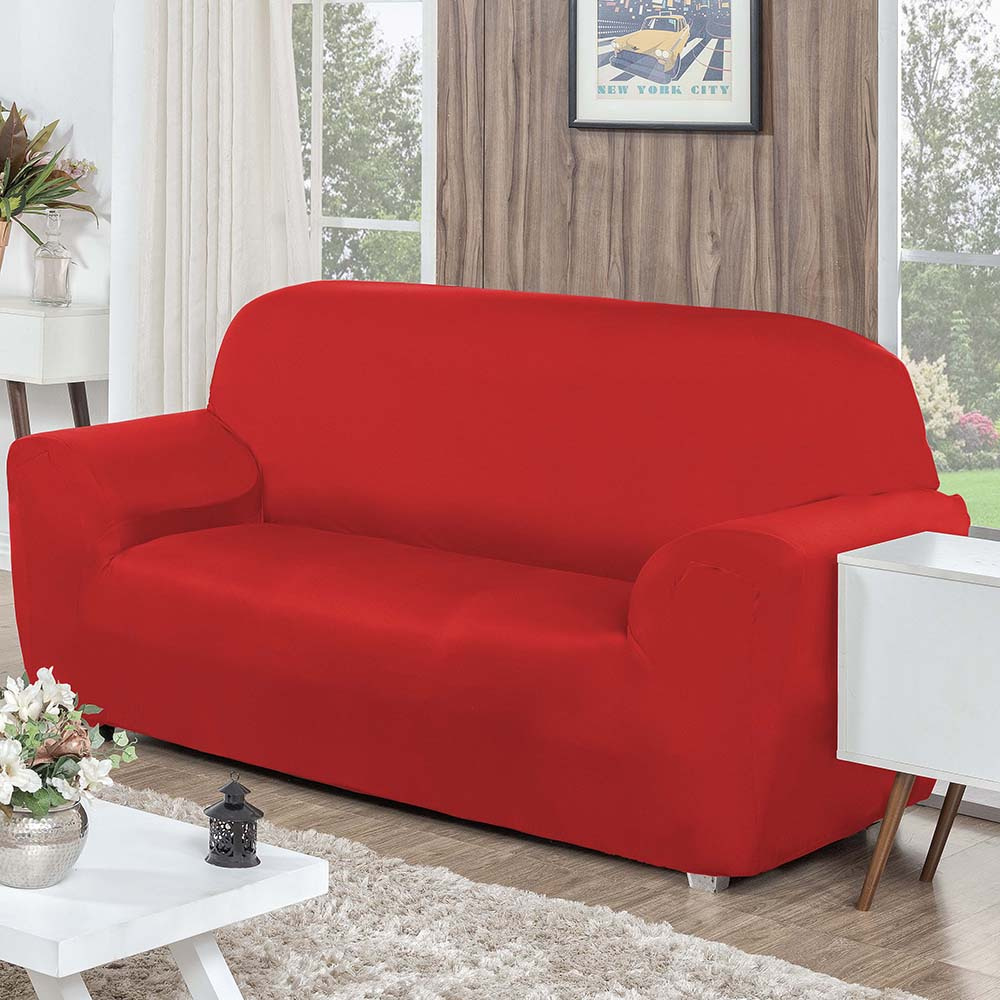 Capa de Sofá 3 Lugares Lisa Vermelha Conforto e Casa