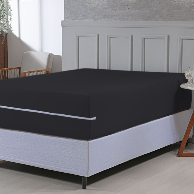 Capa para colchão Malha Gel Grossa Com Zíper Casal Preto