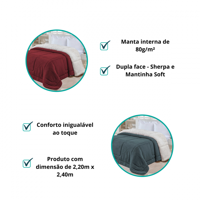Coberdrom Casal Queen Dupla Face Pele de Carneiro Caqui