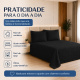 Cobre-Leito Piquet 70% Algodão com Porta-Travesseiro Casal Preto
