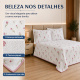 Cobre-Leito Piquet 70% Algodão com Porta-Travesseiro Casal Tulipa