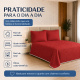 Cobre-Leito Piquet 70% Algodão com Porta-Travesseiro Casal Vermelho