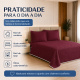Cobre-Leito Piquet 70% Algodão com Porta-Travesseiro Casal Vinho