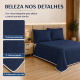 Cobre-Leito Piquet 70% Algodão com Porta-Travesseiro Queen Azul Marinho